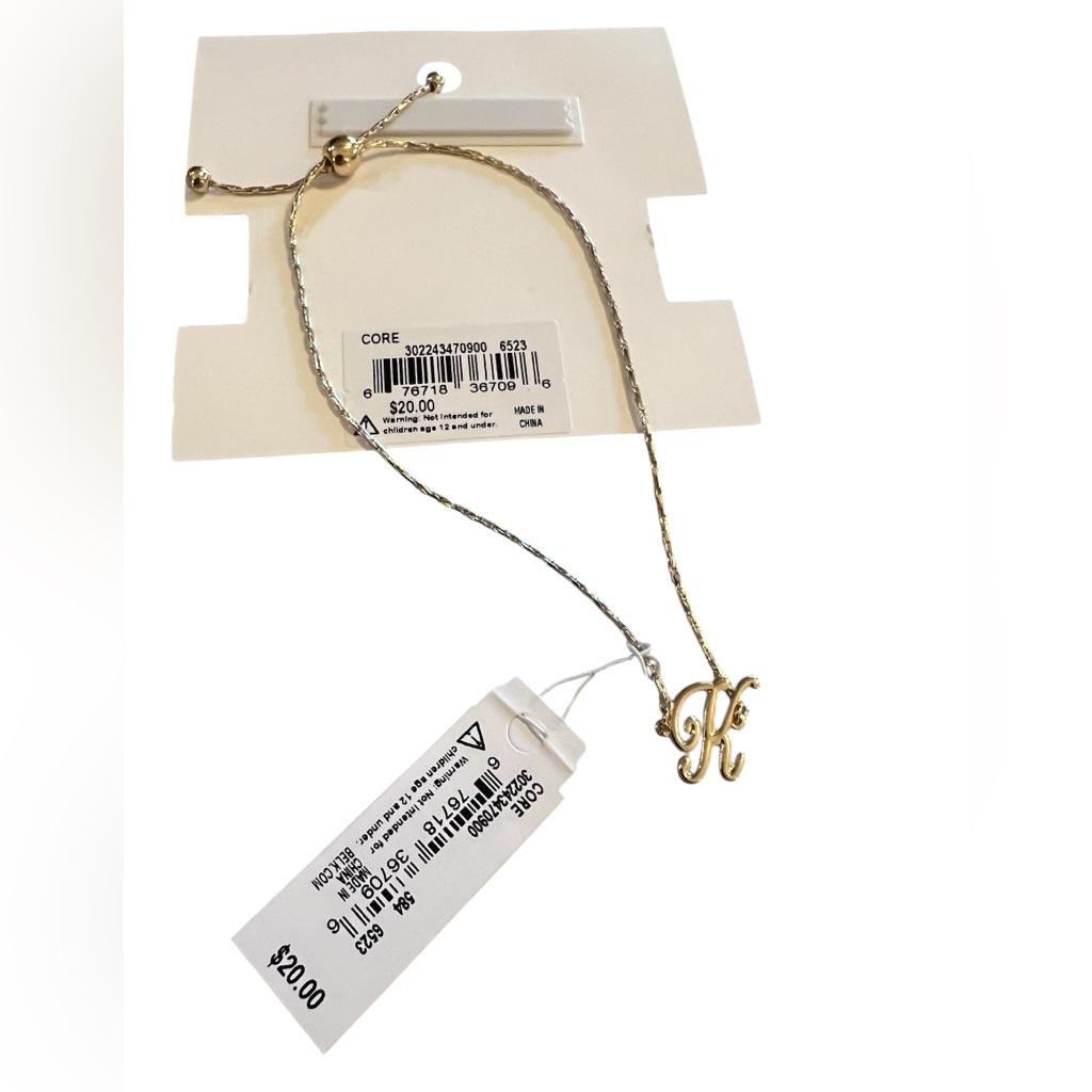 Nwt Crown And Ivy Gold Tone Adjustable Bracelet Initial K 10$